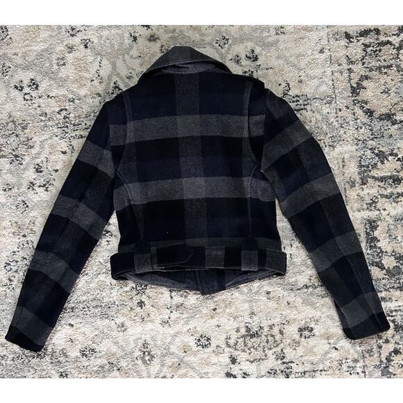 Y2K American Eagle Women’s Wool Blend Plaid Jacket Buckle & Zipper Details Sz S - Picture 6 of 7